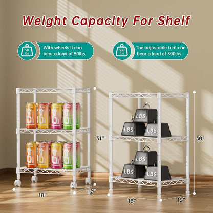 Golpart 4 Tier Adjustable Storage Shelves Metal Utility Shelf Wire Shelving Unit Organizer Rack for Home Kitchen Office Bathroom Pantry Room 12" D x 18" W x 44" H