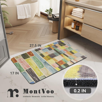 MontVoo -Bath Mat-Rubber Backing Non SlipThin Bathroom Rugs Fit Under Door- Quick Dry Absorbent Faux Suede Surface Grey Bathroom Floor Mats-Shower Rug for in Front of Bathtub Shower Gray 16x24