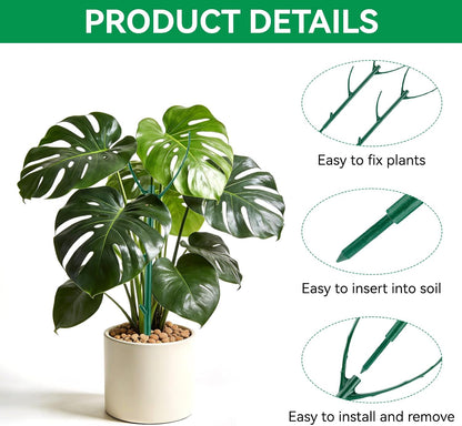 6 Pack Stackable Plant Support Stakes, Stackable Indoor/Outdoor Plant Support Pole with Clamps, Garden Trellis for Supporting Monstera Potted Plants and Climbing Plants