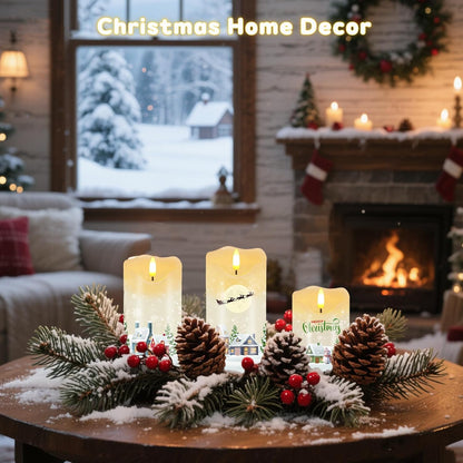 Flameless Candles Lights, Set of 3 Flickering LED Candles with Remote & Timer, Dimmable Electric Pillar Candles Battery Operated, Green Candles for Home St. Patrick’s Day Christmas Decor (Green)