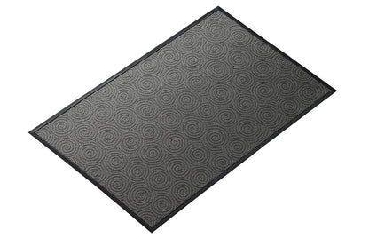 Guardian WGS020304 2' x 3' Indoor/Outdoor Wiper Scraper Floor Mat, Water Guard Spiral Pattern, Rubber Reinforced Ridges Withstand High Traffic, Charcoal