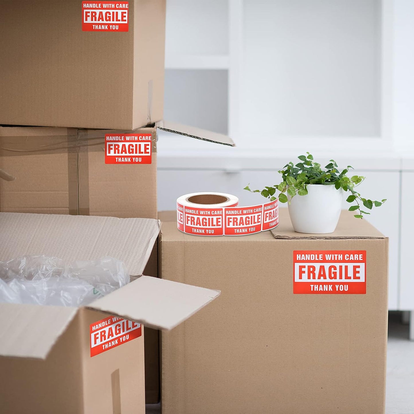 Moving Labels, Pacific Mailer 800Pcs 2 x 3 Inch Home Moving Stickers for Bedroom House Bathroom Packing Label for Moving Boxes Color Coded Fragile Stickers Printed Color