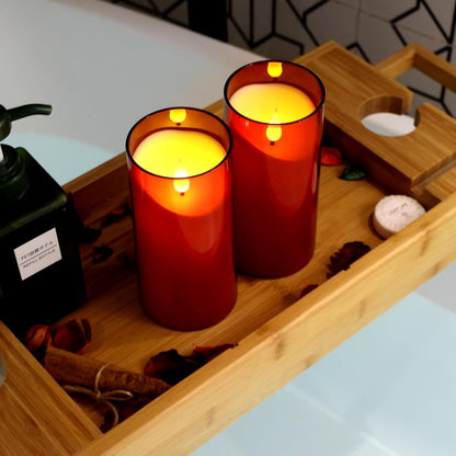NURADA Flameless Candles with Remote Timer - Glass Real Wax 3D Wick LED Pillar Votive Candle Set Battery Operated Flickering Light for Home Christmas Decoration - White 3 Pack
