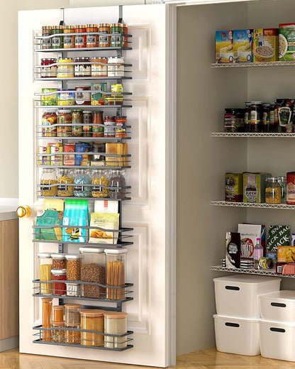 Moforoco White 9-Tier Over The Door Pantry Organizer, Pantry Organization And Storage, Metal Hanging Spice Rack Shelves Door, Home & Kitchen Essentials, Laundry Room Bathroom Organization