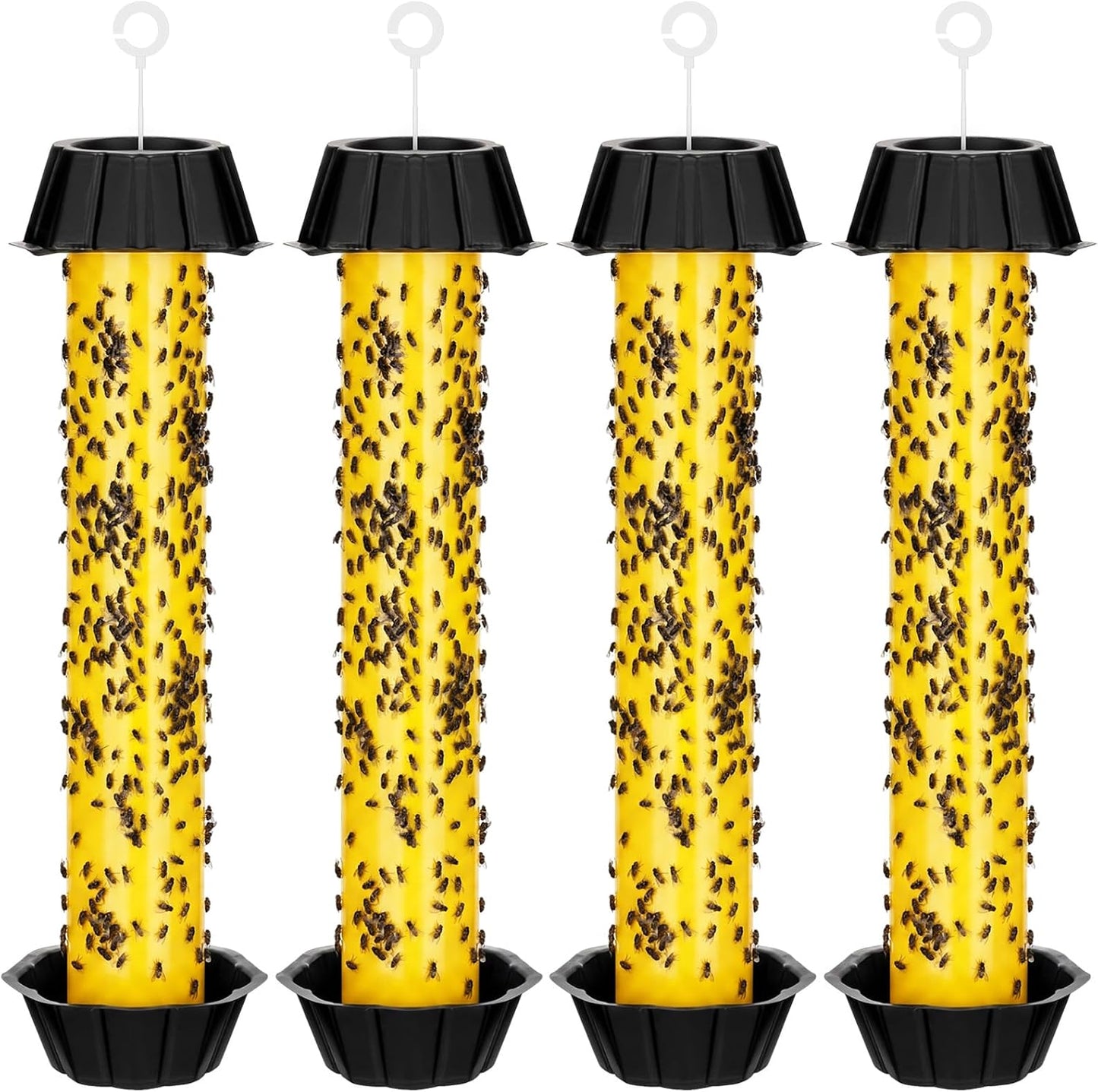 Qualirey 12 Pcs Sticky Fly Trap Fly Stick Indoor Outdoor Long Lasting Hanging Flies Bug Catcher Paper Tape Strips with Hook for Wasps Gnats Bug Insects Fruit Flies Mosquitoes (Stylish-3,Yellow)