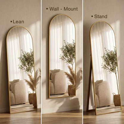 59"x16" Floor Mirror Full Length, Arched Full Length Mirror with Stand, Full Body Mirrors for Bedroom Living Room or Cloakroom Gold