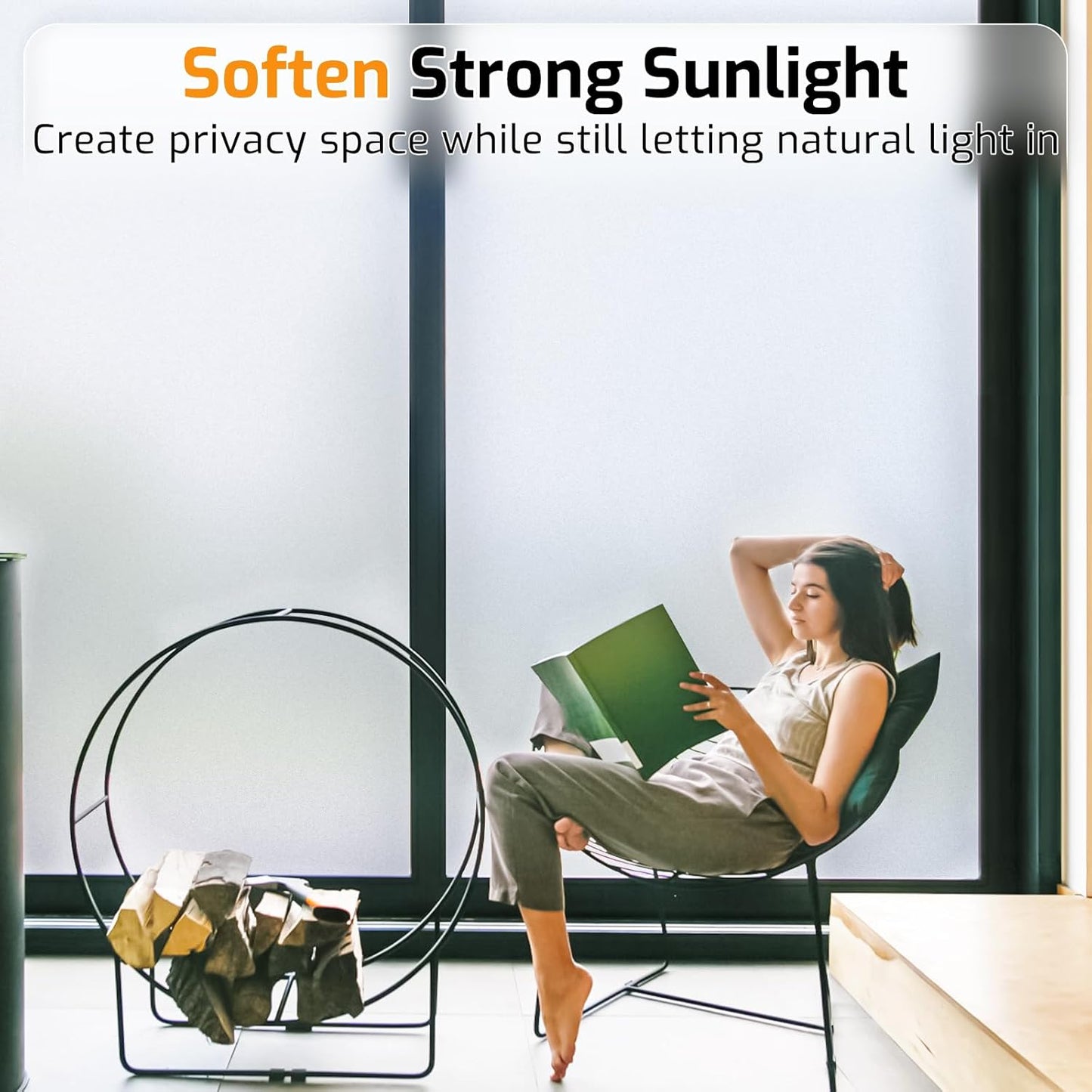 LUTE Window Privacy Film, Frosted Glass Window Film for Bathroom, Static Cling Removable Heat Control Glass Coverings, Non Adhesive Opaque Door Sticker for Home Office (Pure, 17.5" x 78.7")