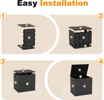 ROJIK 120 Gallon Waterproof Outdoor Deck Storage Box, Lockable Resin Patio Storage Bin with Lid for Garden Tools, Patio Cushions & Outdoor Accessories(Black)