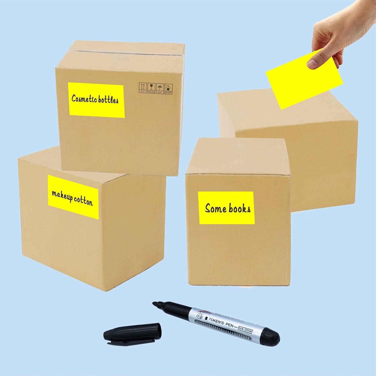 PARLAIM 3 x 5 inch Rectangle Sticker Labels, 250PCS Adhesive Color Coding Stickers for Moving Box Inventory Label, Fluorescent Green