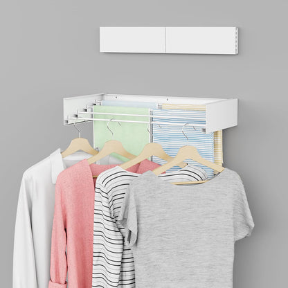 ZMBESUP Wall Mounted Drying Rack, 23.6" Foldable Clothes Drying Rack for Laundry Room Organization, Space Saving Retractable Laundry Rack for Small Space Apartment Bathroom Balcony (White)