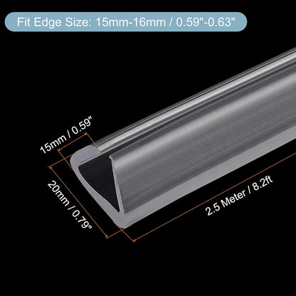 uxcell U Channel Edge Trim, 4.9ft Length Soft Rubber Guard Seal Strip Edge Protector Fit for 1-2mm Edge, (9/32" W x 5/32" H) Clear