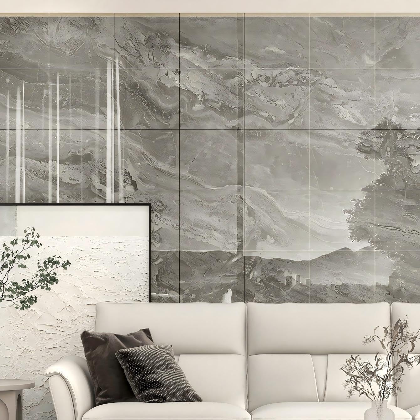 Chejiaye 10pcs Marble Peel and Stick Backsplash Waterproof Washroom Wall Panels, Peel and Stick Tile, PVC Foam Wall Panels for Kitchen,Bathroom,Living Room,Blue and Gold(Not Real Tile,11.8" x 11.8")