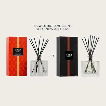 NEST New York Reed Diffuser, Moroccan Amber - 5.9 fl oz - Fragrance for Up to 90 Days - Reusable, Refillable Glass Holder - Includes 8 All-Natural Reed Sticks - Flame Free