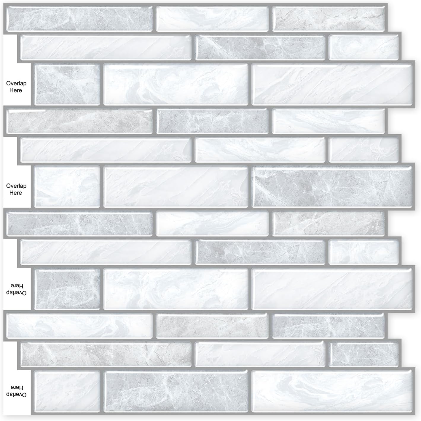 10 Sheets Peel and Stick Backsplash, Peel and Stick Tiles, Marble Look Wall Tiles Backsplash for Kitchen and Bathroom, Livingroom, 12”x12”,Blue&Grey