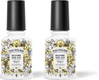 Poo-Pourri Before-You-Go Toilet Spray Refill, Original Citrus, 16 Fl Oz, Up to 800 Uses, Bathroom Odor Deodorizer with Essential Oils for Home or Work, Lemon, Bergamot and Lemongrass Scent