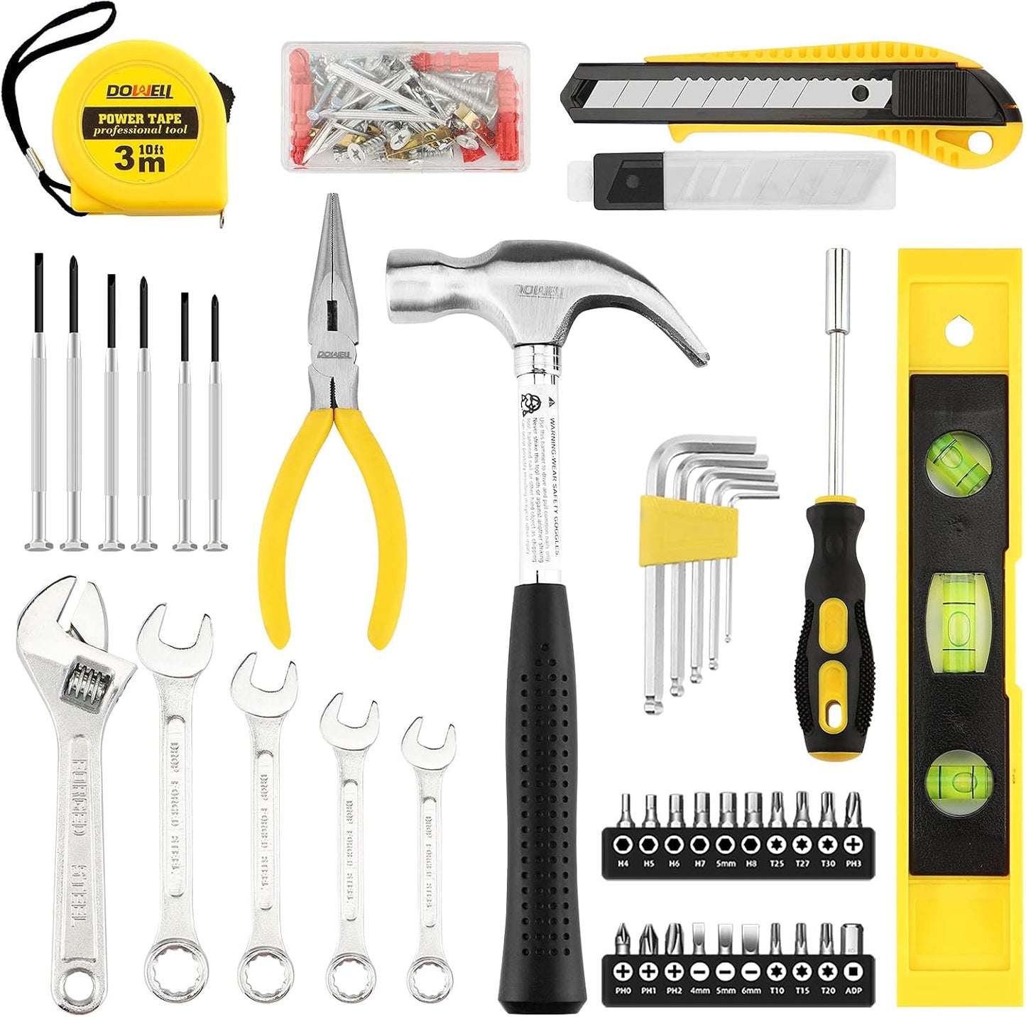 DOWELL 123-Piece Pink Home Repair Tool Kit for Women & Girls - All-in-One DIY Toolkit with Ergonomic Handles, Durable Toolbox, Non-Slip Grips | Perfect Gift for Wives, Moms, Crafters
