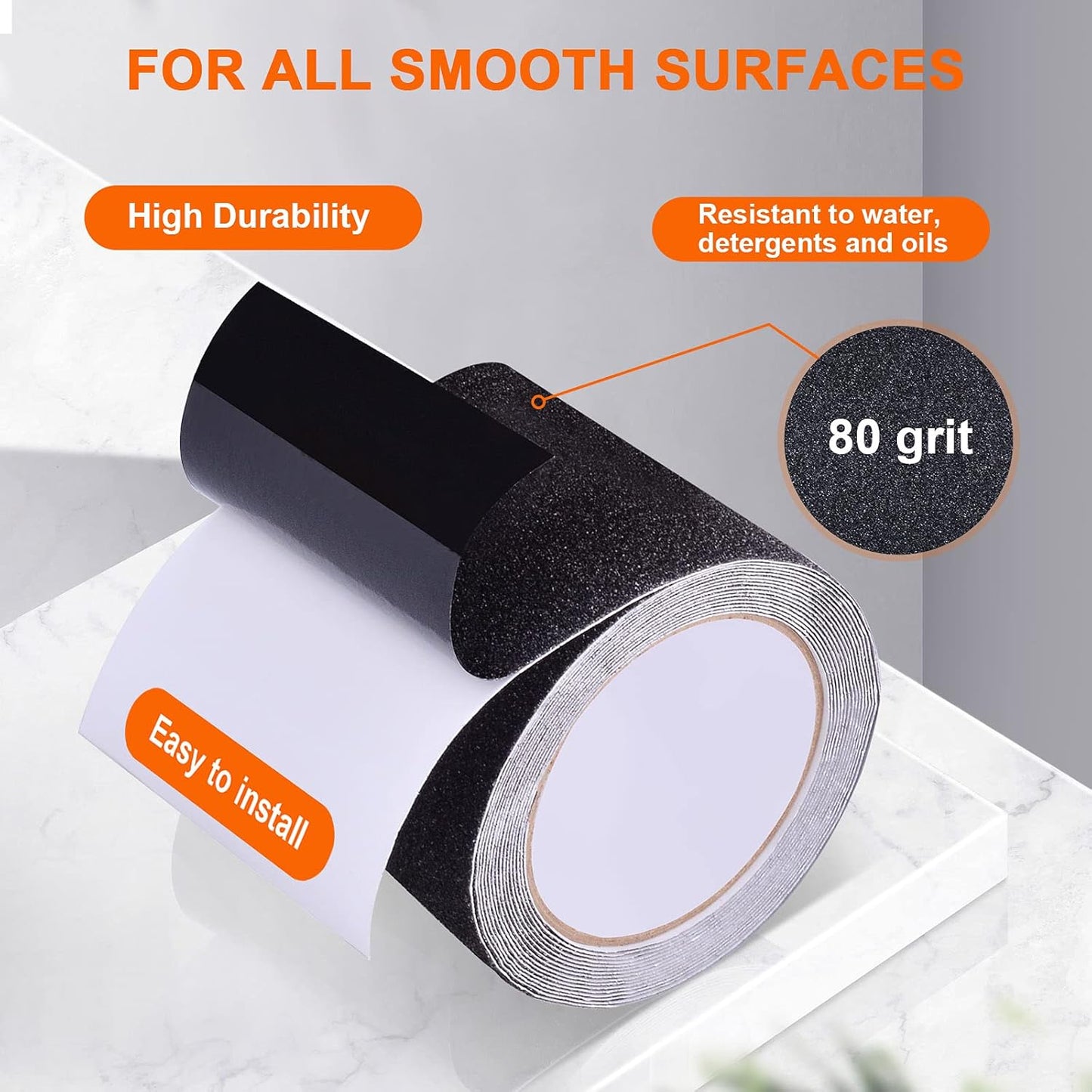 Qingluan Grip Tape, Heavy Duty Anti Slip Tape for Stairs Outdoor/Indoor Waterproof 4" x 33 ft, Safety Non-Slip Roll for Stair Step Traction Treads Stair Non Slip Strips Grey