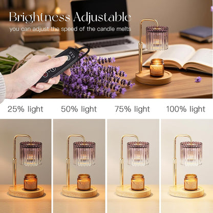 Candeldo Candle Warmer Lamp with Timer: Black Wax Melt Warmer | Height Adjustable, Dimmable, with 2 Bulbs, Modern Farmhouse Decor for Home, Bedroom, Gifts for Women, Birthday, Housewarming