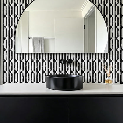 STICKGOO Peel and Stick Backsplash Tiles 12"x12", Waterproof Stick on Kitchen & Bathroom Backsplash, PVC Self Adhesive Wall Tiles for Fireplace, White/Marble Black (10 Sheets)