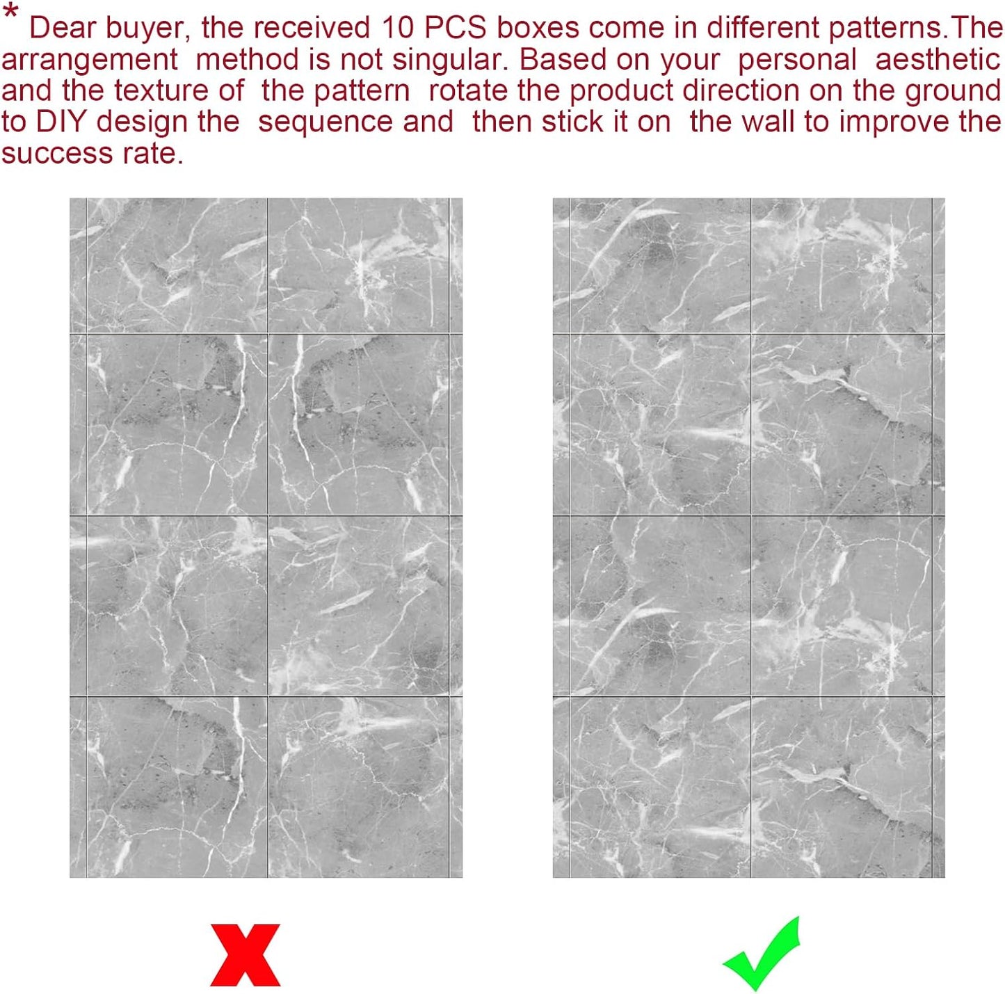 Chejiaye Shower Wall Panels Peel and Stick,Marble Wall Panels for Interior Decor,Backsplash Tile for Kitchen Showers Bathrooms Living Rooms 11.8"x11.8"in 10Pcs, Grey (Not Real Tile,9.7 Sq.ft)