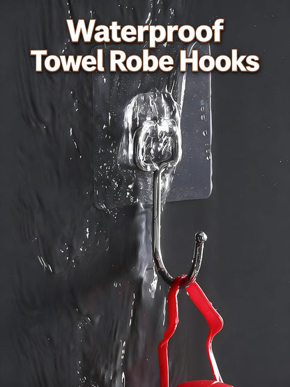15-Pack Large Adhesive Hooks Heavy Duty 33 lbs - Transparent Waterproof Wall Hooks for Towels & Robes, No Damage