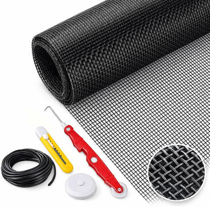 Window Screen Replacement Kit Width:48in Length:158 Fiberglass|Includes Full Set of Tools | Suitable for Windows, Screen Doors, and Courtyards | UV Resistant and Durable | Easy to Install