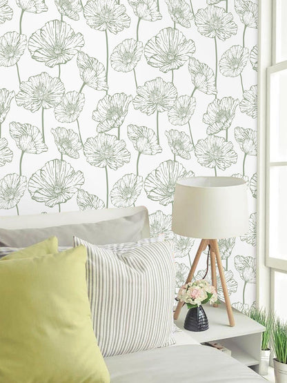 Orainege Modern Peel and Stick Wallpaper 17.3inx118.1in Beige and White Floral Wallpaper Boho Contact Paper Removable Decorative Wall Paper for Bedroom Bathroom Cabinets Decor Vinyl
