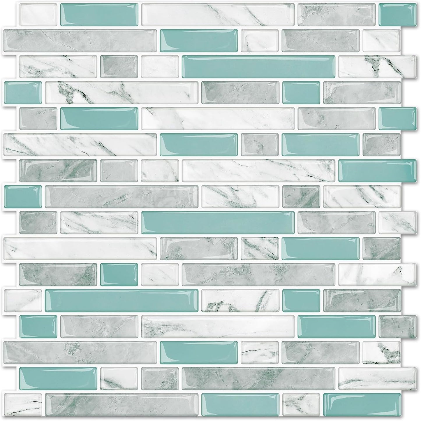 STICKGOO Thicker Design Peel and Stick, Self Adhesive Stick On Tile Backsplash for Kitchen and Bathroom, Beige & White, 12”×12”, 10 Sheets