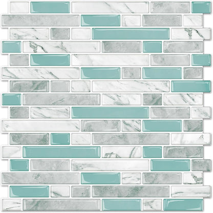 STICKGOO Thicker Design Peel and Stick, Self Adhesive Stick On Tile Backsplash for Kitchen and Bathroom, Beige & White, 12”×12”, 10 Sheets