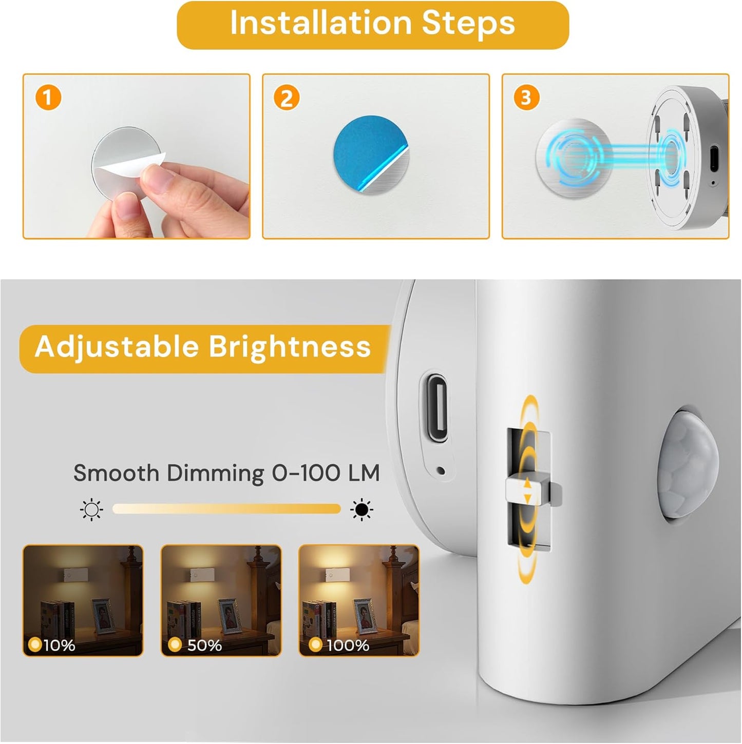 L LOHAS LED Motion Sensor Night Light, [2-Pack] Plug in Night Light with Motion Sensor and Dusk to Dawn Sensor, Brightness Adjustable, 3000K Soft White Nightlight for Bathroom Hallway Kitchen