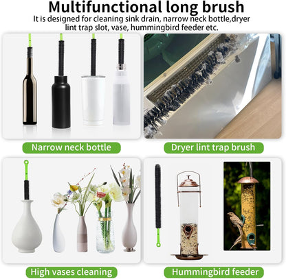 2 Pcs 17” Flexible Sink Drain Cleaner Brush Long Pipe Cleaner Brush for Cleaning Home Kitchen Sink Buthtub Snake Tube Hair Drain Clog Remover Brush for Shower and Tub Hair Clogs Bendable Sewer Drain