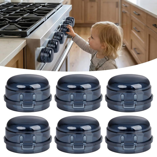 6 Pack Stove Knob Safety Covers, Universal Heat-Resistant Baby Proof Gas Stove Knob Locks, Child & Pet Safety Oven Knob Covers, Tool-Free Disassembly-Free Installation
