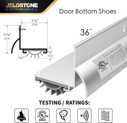 48'' L-Shaped Door Bottom Shoes with Rain Drip(Dark Bronze Anodized) - Fire Rated - Heavy Duty Aluminum with Flex-V Vinyl Seal Insert, Weatherproof & Soundproof for Exterior Doors, JS-210DV