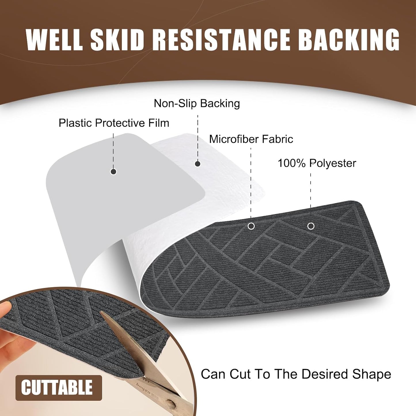 15 Pack 8 "X 30" Non-Slip Carpet Stair Treads for Indoor Wooden Steps, Made of Polyester and Reusable Adhesive, Suitable for Kids Elders and Pets（Black Lines）