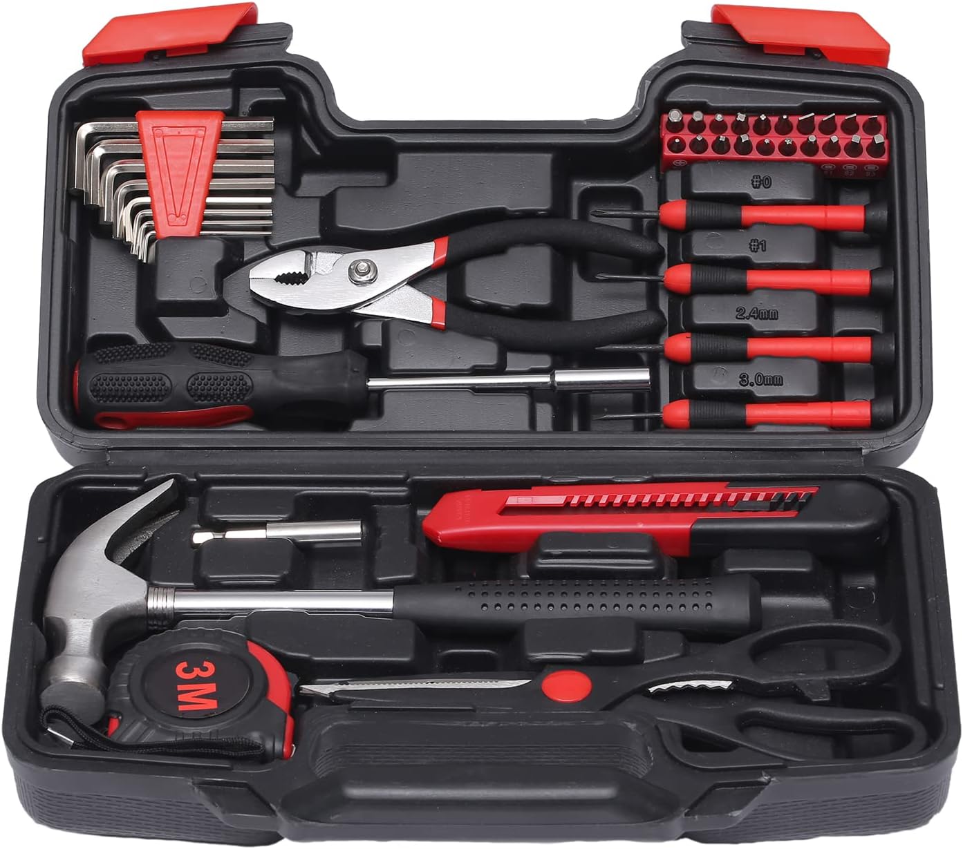 39 Piece Basic Home Tool Set Household Tool Set General Repair Small Hand Tool Kit in Toolbox Storage Case for Home Garage Office College Dormitory Use, Blue