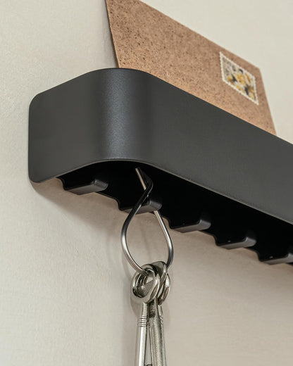 Kazai. Key Holder for Wall 'Tone' | Minimalist Key Hooks Design from Berlin | Modern Key Hanger with Metal Shelf | Key Hook Wall Mounted as Hallway Furniture | Sand Taupe