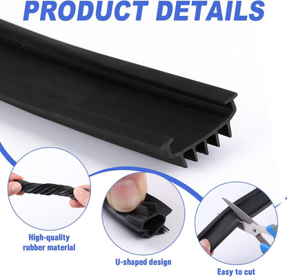 Nuanchu 1 Pcs 48 Inch Hardware U Shaped Rubber Door Bottom Sweep Weather Stripping Seal for Exterior/Front Doors Weatherproof & Noise Reducing Includes Rubber Door Seal Bottom Only (Black)