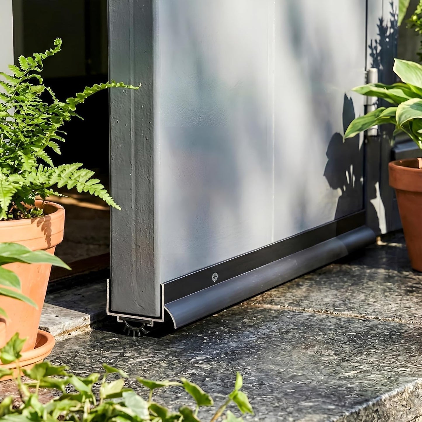 BARZEN Aluminum U Shaped Door Bottom Sweep with Drip Cap - Under Door Seal for Exterior Doors - Screw On Weather Stripping Door Seal - Weatherstrip Bottom of Door - Aluminum Mill, 36 Inches