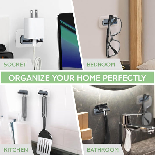 Hook LAB Strong Adhesive Shower Razor Holder, 2-Pack Waterproof Wall Hooks for Bathroom, Reusable & Removable No-Drill Hook for Razors, Towels & Accessories – Works on Tile, Glass & Metal - Black