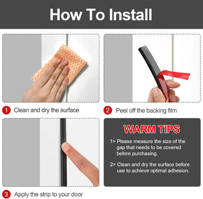 [New Upgrade] 19.7Ft Silicone Door Weather Stripping Door Seal Strip for Doors & Windows, Multi-Layer Soundproof Chamber Design, Self-Adhesive, Seal Large Gaps, Easy to Cut & Install