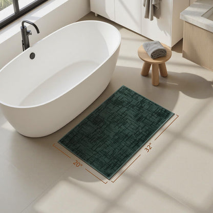 AMOAMI Bath Mat Non Slip Super Absorbent Quick Dry Bath Mats for Bathroom Floor Rubber Backing Washable Bathroom Rugs Modern Woven Jacquard Mat, Beside Tub Bath Rugs, 17" x 24", LightGrey