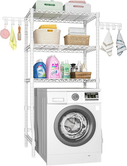 Ulif U8 Mini Laundry Room Storage Organizer, Over the Washer and Dryer Storage Shelves for Laundry Organization, 29.5”W x 17.3”D x 76.2”H, Suit Washing Machine Width within 27.1”, Hold 304 lb, Black