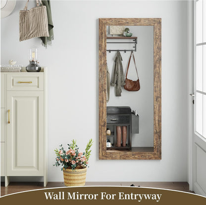 Syndra Modern Full Length Mirror Wood Frame, 65x24'' Large Floor Mirror with HD Tempered Glass & Wall Mount, Rectangular Standing Mirror for Bedroom, Living Room, Entryway, Farmhouse(Grey White Oak)