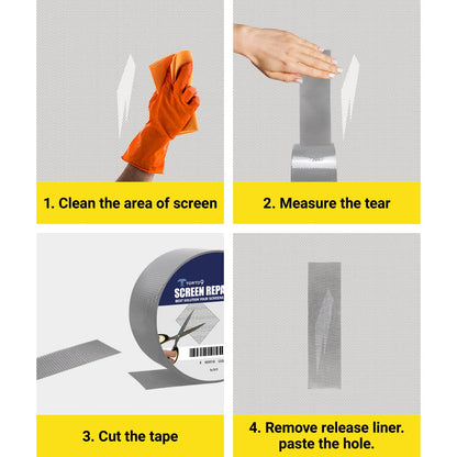 TORTO9 Window Screen Repair Kit, 3-Layer Strong Adhesive & Waterproof Tape Fiberglass Covering mesh (Black, 2 Inch x 6.5 FT)