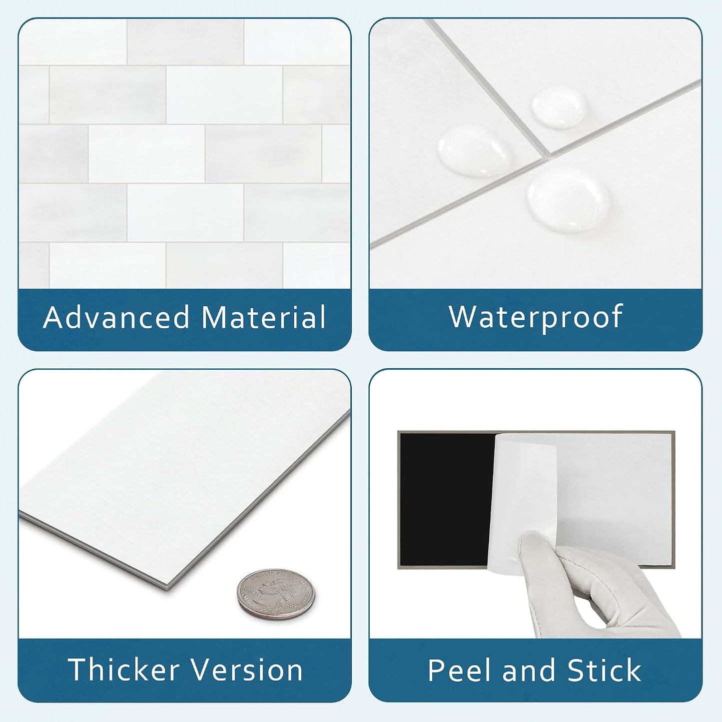 SUNWINGS 100-Sheet Subway Peel and Stick Backsplash Tile, 6" x 3" White Mixed Stone Composite Handmade Looks Self Adhesive Waterproof Wall Tile, Stick on Tiles for Kitchen Bathroom Shower Fireplace