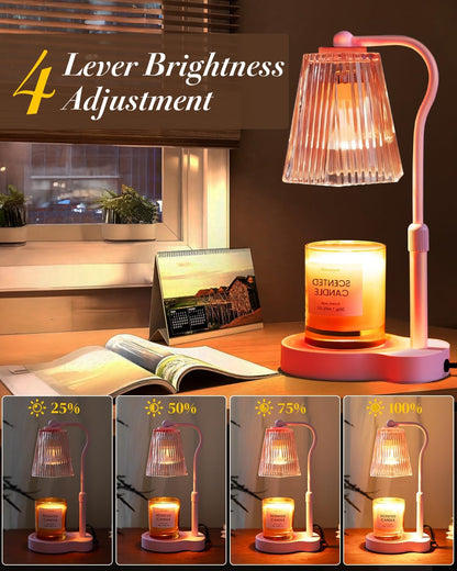 Candle Warmer Lamp with Timer & Dimmable Settings, Adjustable Height Flameless Scented Wax Melter for Jar Candles, Elegant Home Decor Warmer Lamp with 2 Bulbs, Gift for Women Mom Friend Family, Black