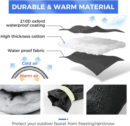 Outdoor Faucet Covers for Winter Freeze Protection, 2 Pack 6.7" x 9.5" Hose Bib Cover, Water Spigot Covers Winter Insulated, Pipe Wrap Insulation Cover Socks Outside Faucet Freeze Protector