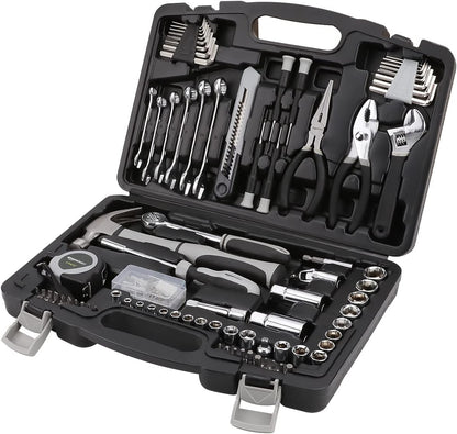 Amazon Basics 173-Piece General Household Hand Tool Set with Storage Case, Portable Tool Kit for Home Maintenance and Everyday Repairs