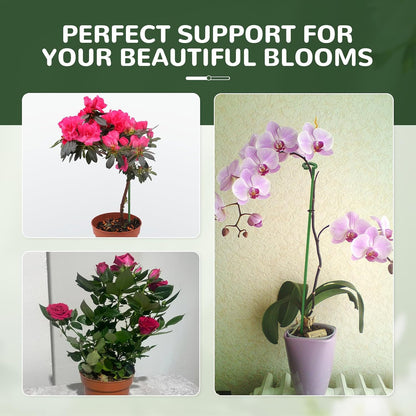 15-Pack Small Plant Stakes with Movable Clips, Adjustable Orchid Stakes and Clips in 3 Heights for Potted Plants, Bulb Flowers and Light-Duty Single Stem Support ﻿