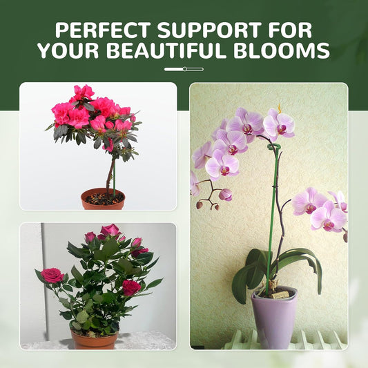 15-Pack Small Plant Stakes with Movable Clips, Adjustable Orchid Stakes and Clips in 3 Heights for Potted Plants, Bulb Flowers and Light-Duty Single Stem Support ﻿